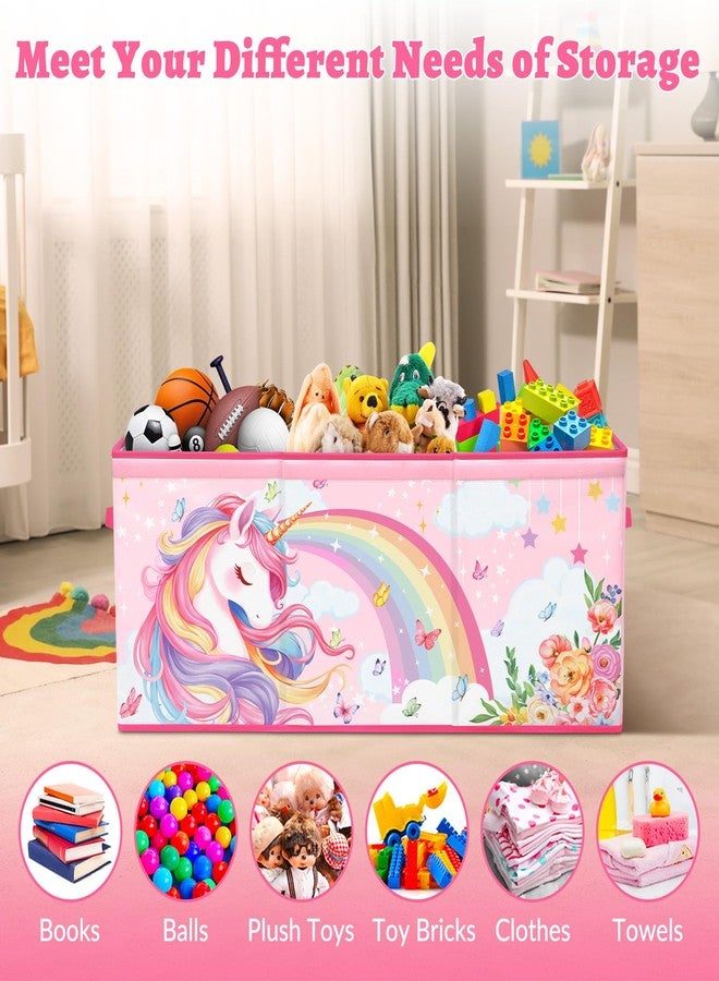 decalsweet Kids Toy Box Storage Chest Collapsible Storage Bin with Lids Handles for Boys Girls Toddler, Large Kids Toy Organizer Box for Kidsroom Bedroom Playroom Nursery,37.7"x12.5"x15.7" - Image 4